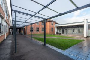 Polycarbonate covered school walkway canopy