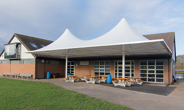 Double Conic fabric canopy seating area