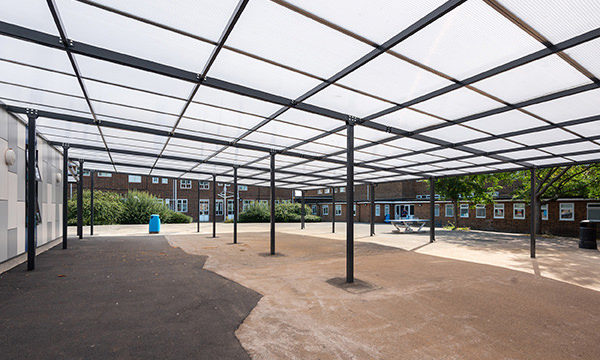 Monopitch polycarbonate school canopy
