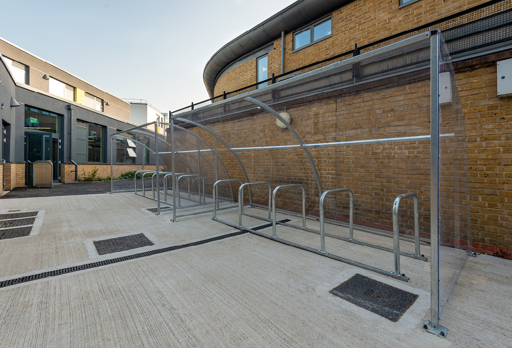 Semi-enclosed Cycle shelter with Toast Rack Bike Stands