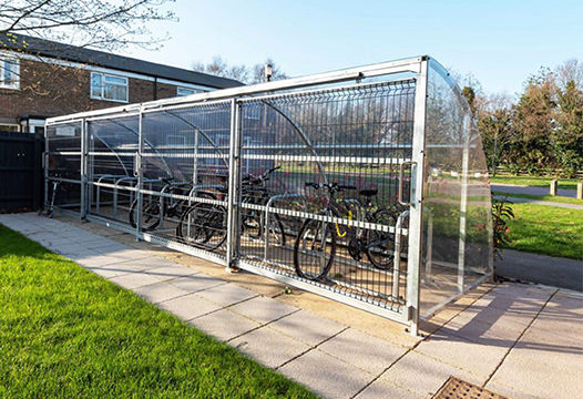Semi-Enclosed Cycle Shelter - Sliding Security Gates