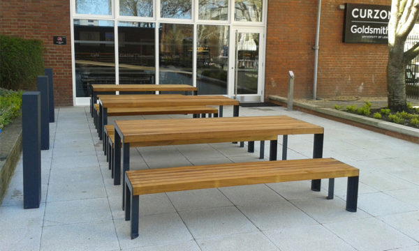Outdoor Dining Timber Slat Benches and Tables