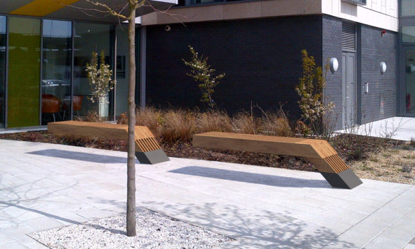Contemporary Cantilevered Timber SlatStreet bench - City3 B-Series