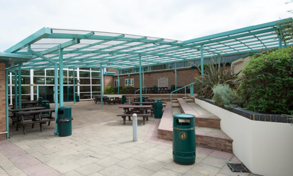 Asymmetric polycarbonate canopy at The Compton School - TRITON A-Maxx