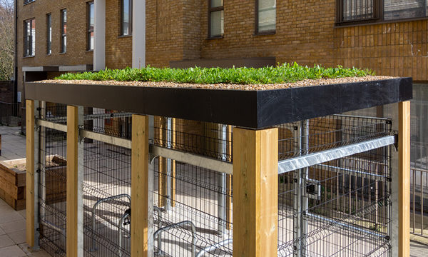 Green Roof School Cycle Stores