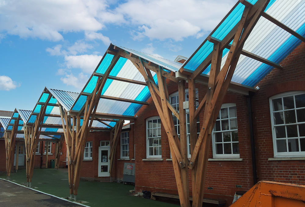 Timber canopy in Westborough school, Essex