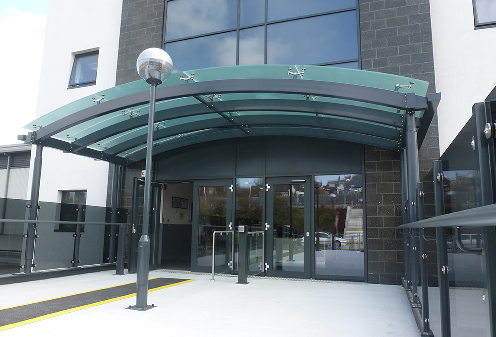 TRITON Entrance Canopy - Curved Glass Canopy at Medway Mail Centre
