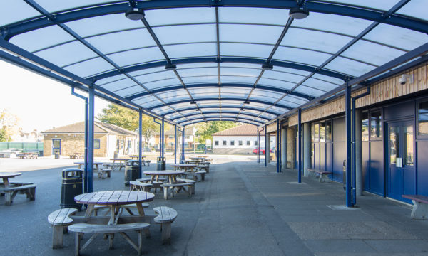 Triple wall polycarbonate roof canopy