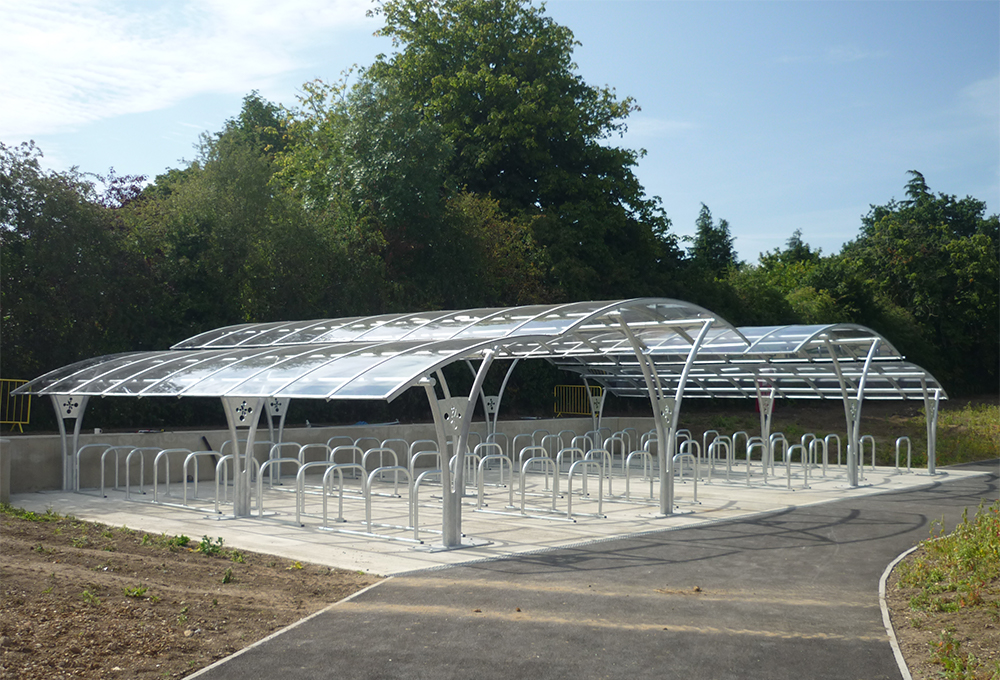 Open Cycle Shelter with Single Row Bike Stands