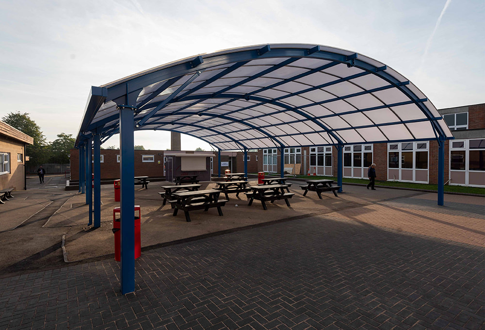 outdoor dining canopy with food pod