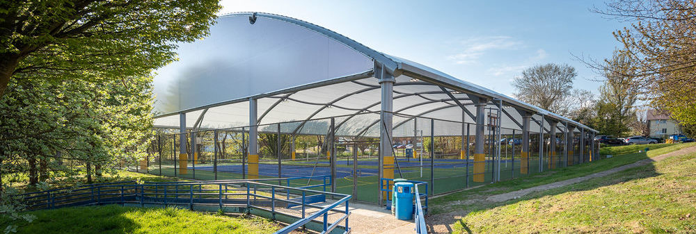 All-weather MUGA sports canopy