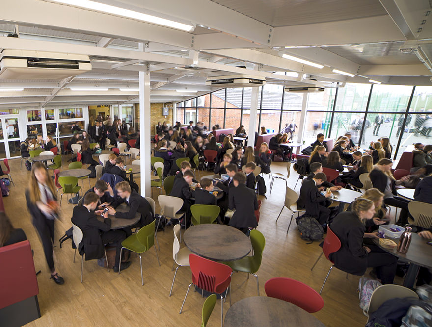 Busy school dining hall